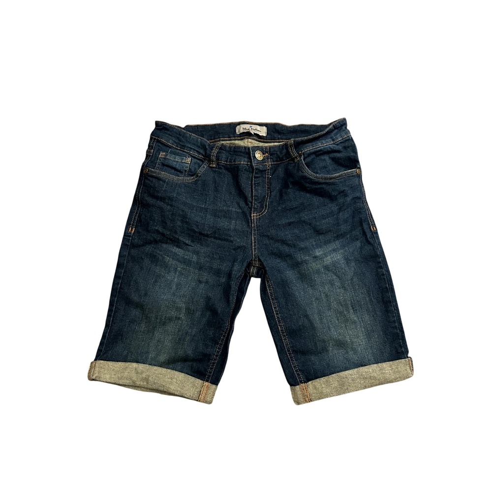 Blue Motion Denim Bermuda Shorts Womens 40‎ Dark Wash Excellent Cuffed Jorts